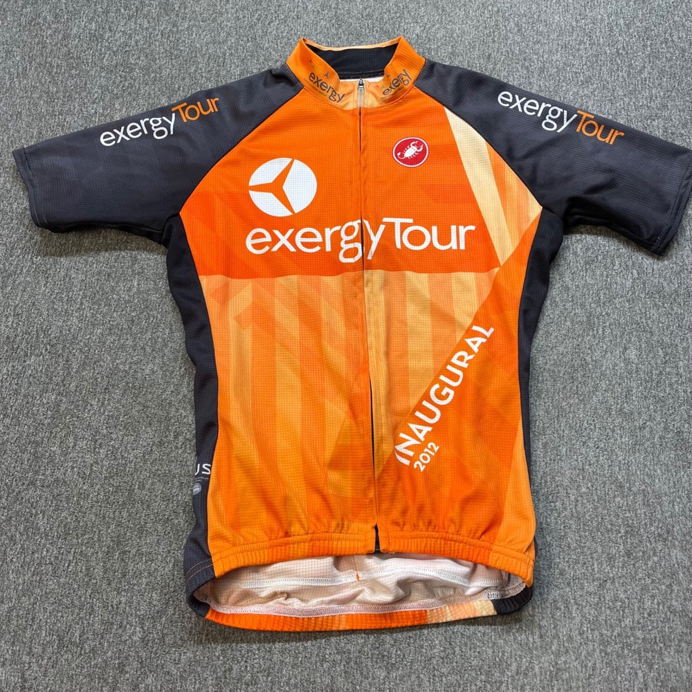 Castelli Exergy Tour Inaugural 2012 Cycling Jersey Orange Black Mens Medium M